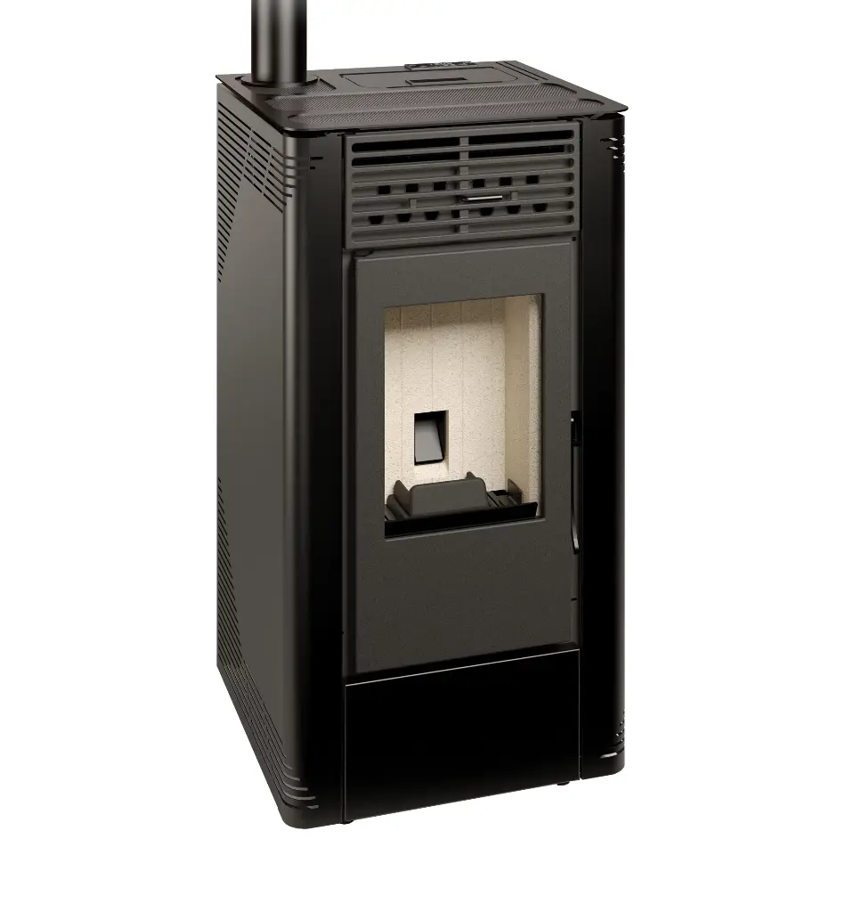 ESTUFA PELETS MODELO FLORA SALIDA VERTICAL 10KW NEGRA, FERLUX