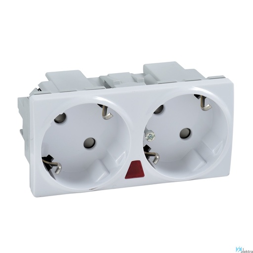 [U3.067.18S] BASE DOBLE 2P + TT LATERAL 16A 250V PILOTO UNICA BLANCO POLAR, SCHNEIDER ELECTRIC