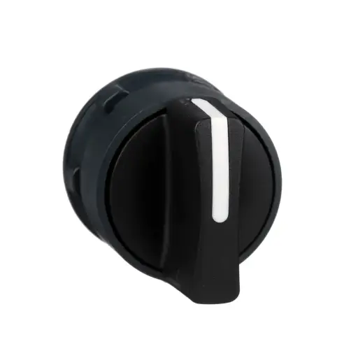 [ZB5AD2] CABEZA SELECTOR DIÁMETRO 22 MANETA CORTA NEGRA 2 FIJACIÓN EMBELLECEDOR PLÁSTICO, SCHNEIDER