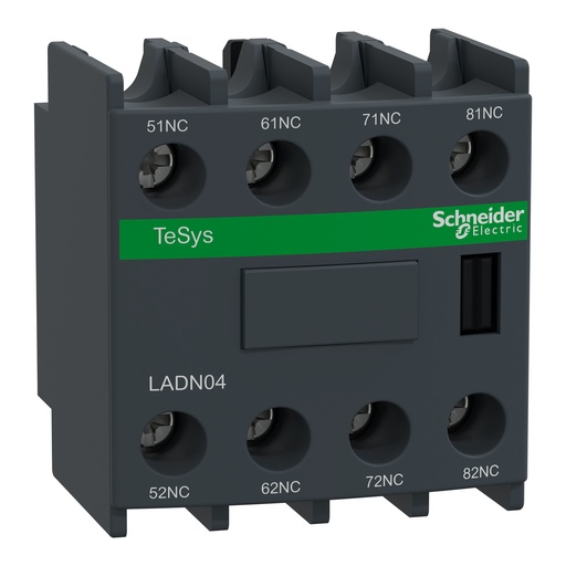 [LADN04] BLOQUE CONTACTO AUXILIAR 4 NC FRONTAL, SCHNEIDER ELECTRIC