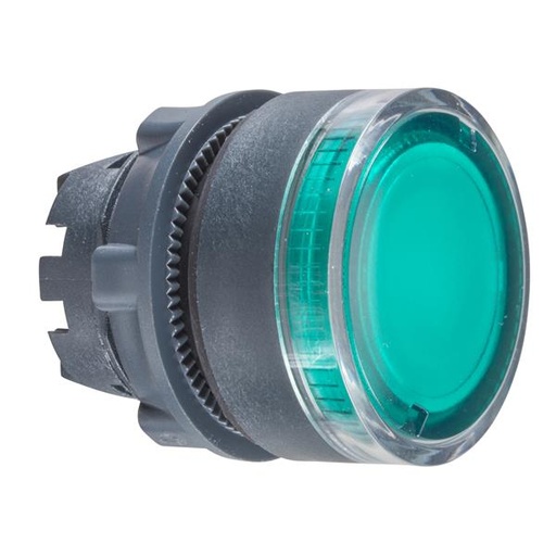 [ZB5AW333] CABEZA PULSADOR LUMINOSO DIÁMETRO 22 RASANTE VERDE EMBELLECEDOR PLÁSTICO, SCHNEIDER ELECTRIC