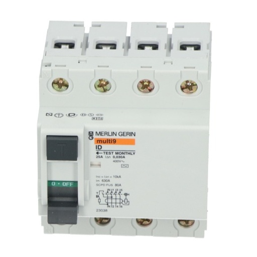 [23038] INTERRUPTOR DIFERENCIAL ID-AC 4P 25A 30mA 415V, MERLIN GERIN - SCHNEIDER ELECTRIC