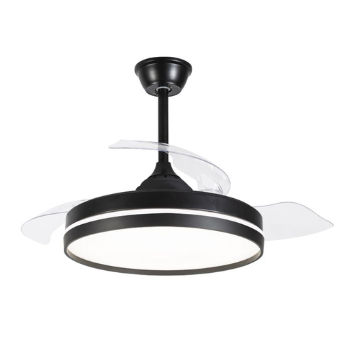 [34479] VENTILADOR DE TECHO DC NEGRO LUZ LED 3 ASPAS RETRÁCTIL, KUKEN
