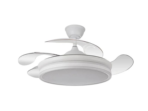 VENTILADOR BAYOMO 72W 7200LM, BLANCO / NIQUEL / NEGRO / CUERO, FABRILAMP